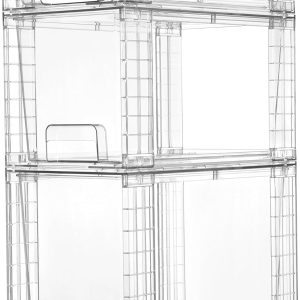 Vtopmart 3 Pack Clear Stackable Storage Drawers,Easy to Assemble Bathroom Organizers and Storage with handles,Plastic Drawers for Kitchen Pantry,Cabinet,Under Sink Organization